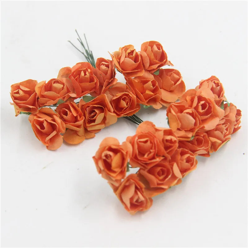 144PCS 1.5 cm Artificial Mini Paper Rose Flower Bouquet