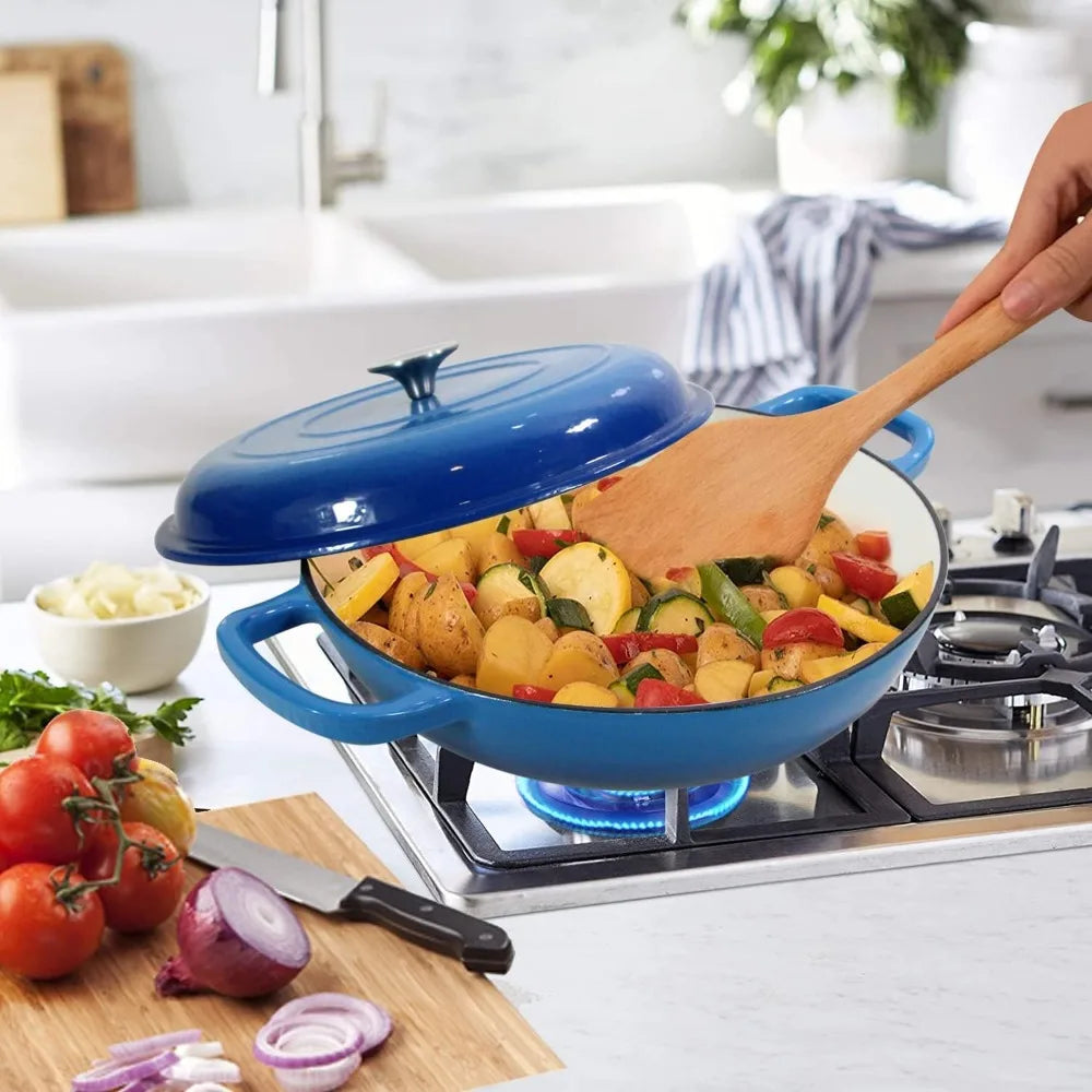 4.5L  Cast Iron Dutch Oven Pot with Lid & Dual Handles for Baking & Cooking