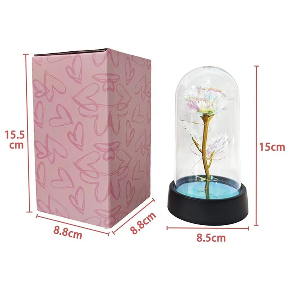 Artificial Glass Flower with Eternal Rose of the LED Light