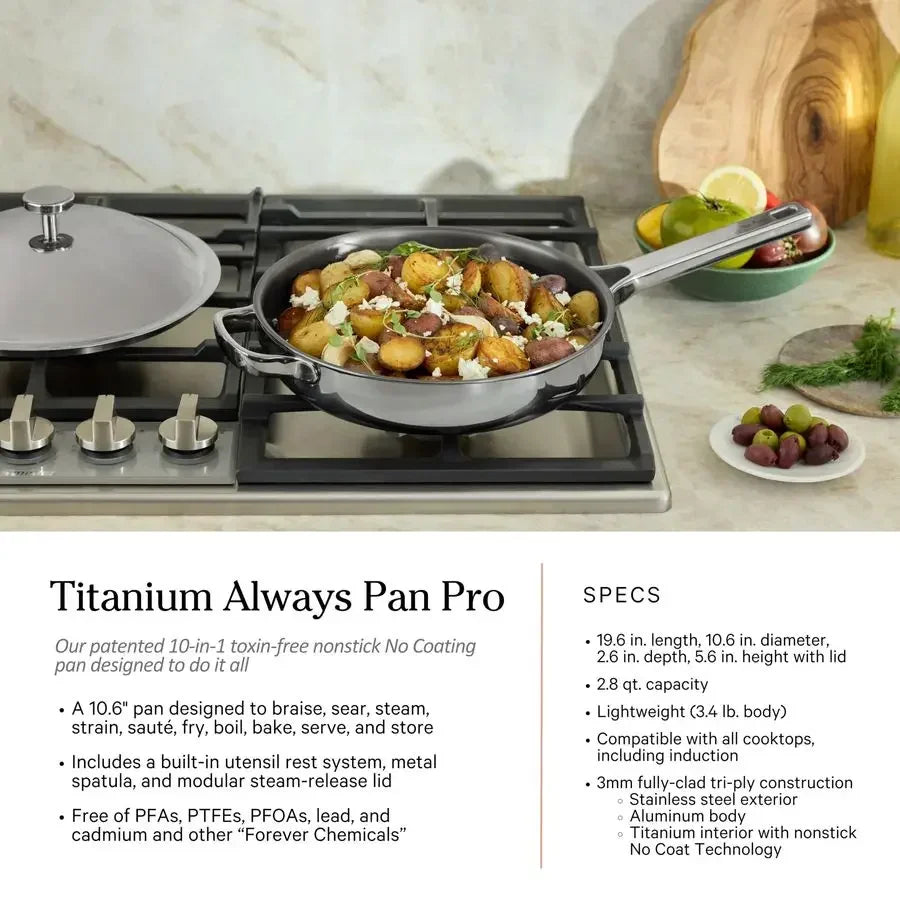 Titanium Pro Cookware Set 10 Piece Non  Toxic, No Coating
