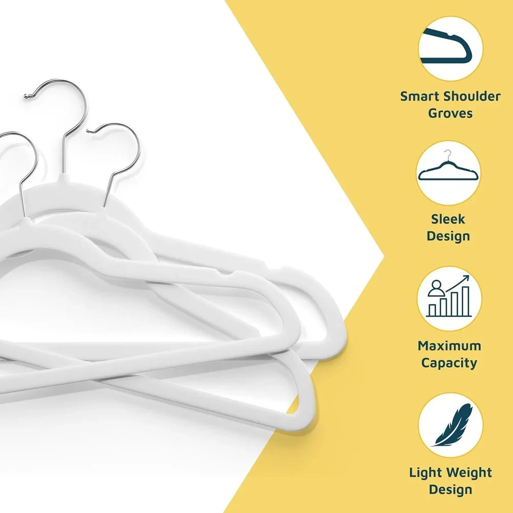 Velvet Clothes Hangers Non-Slip Shoulder Notch Heavy Duty 10 lb Capacity