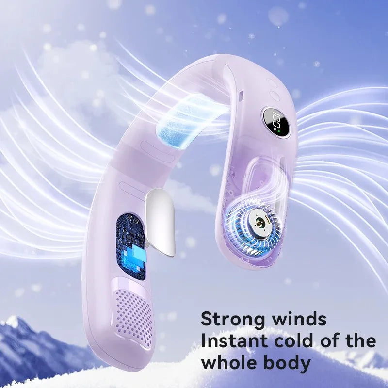 Neck Fan Semiconductor Cooling 5-Speed Bladeless Wearable Fan USB Rechargeable Portable