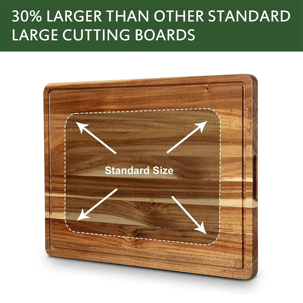 Extra Large Reversable  Wood Cutting Board with Juice Groove and Handle 24 x 18 x1.2 in