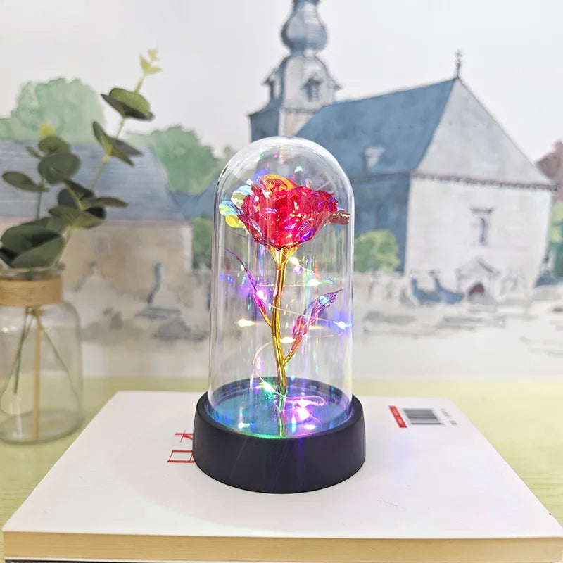 Artificial Glass Flower with Eternal Rose of the LED Light