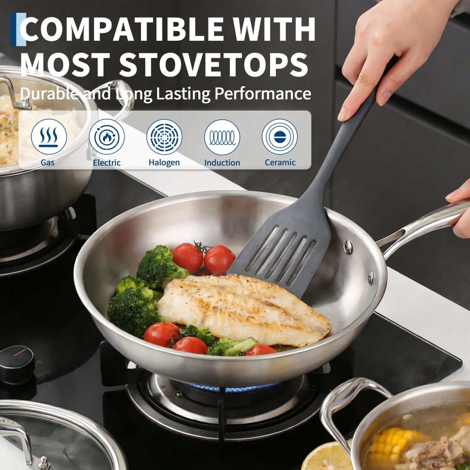 3 Ply Stainless Steel 11-Piece Cookware Set with Lids,