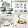 20Pc  Titanium Nonstick  Cookware Set, with Detachable Handle