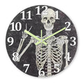 A Modern Horror Skull Luminous Wooden Wall Clock, Silent Non-ticking