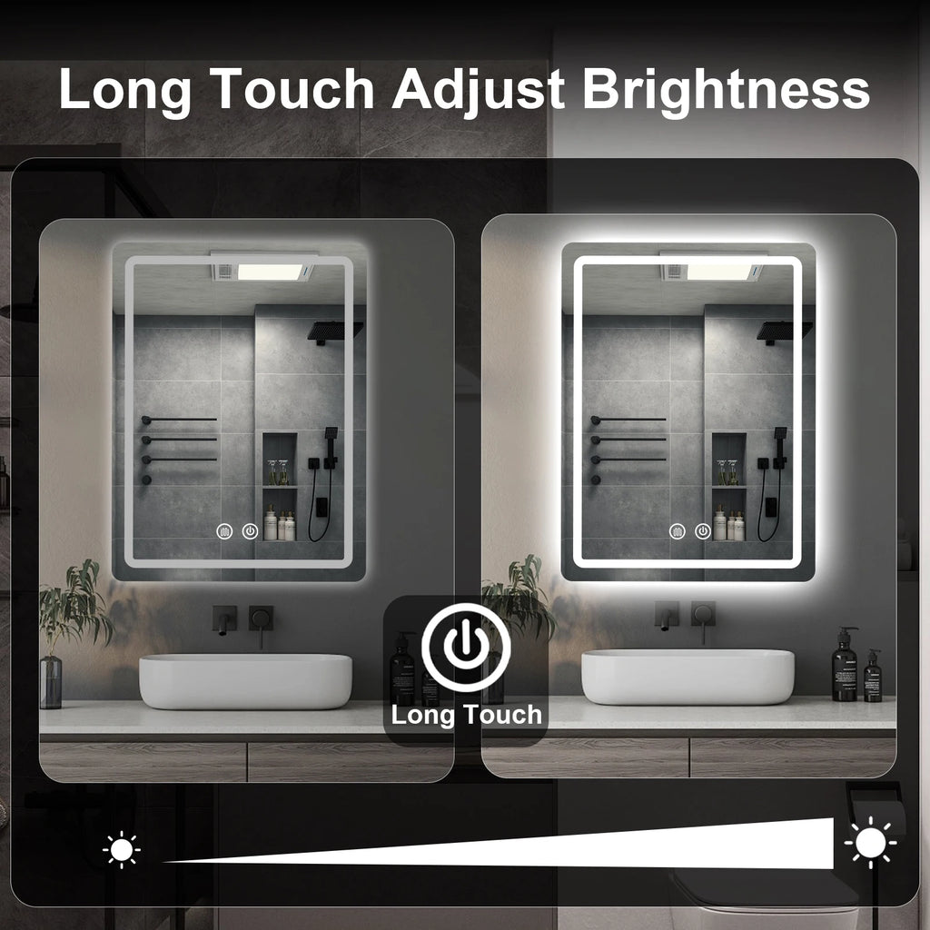 20x28 inch LED Bathroom Mirror Vanity  with Backlit Lights Fogless  Wall Mounted with Demister