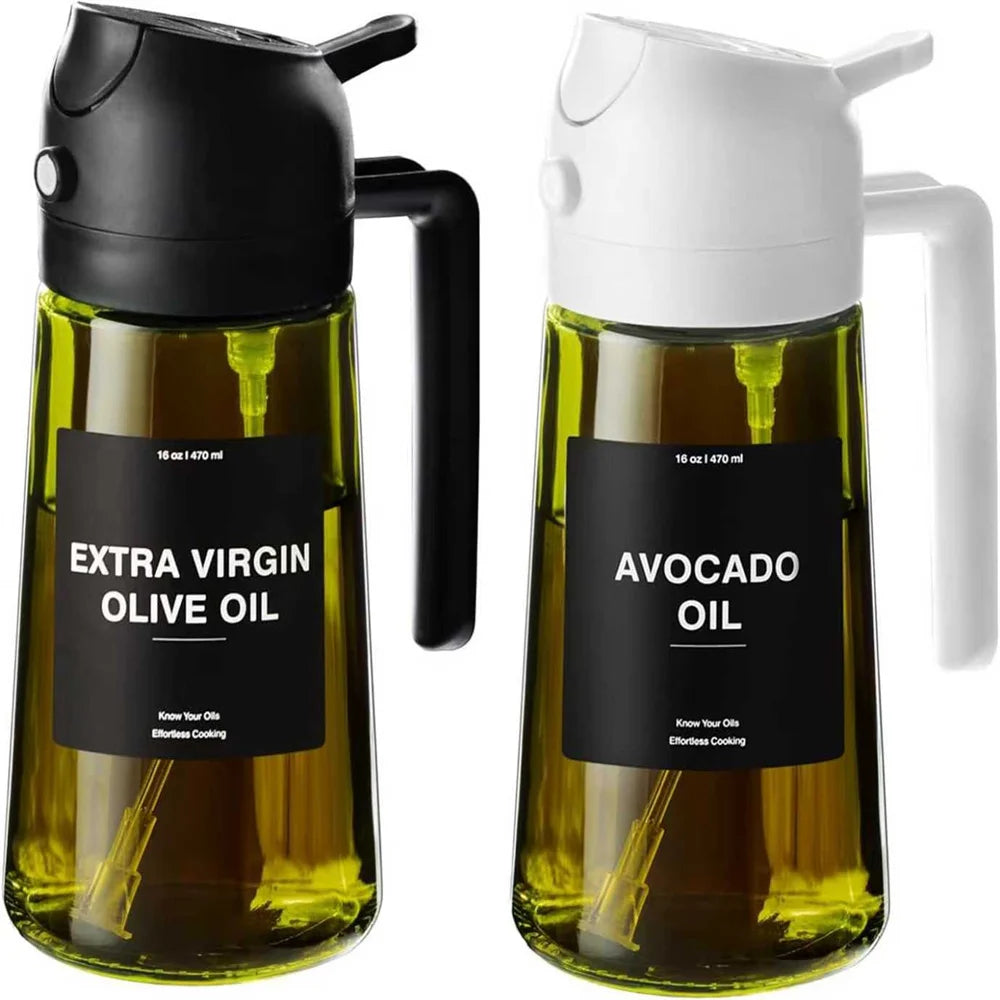 2 in 1 Glass olive Oil cooking Spray Dispenser Bottle W/ Stickers