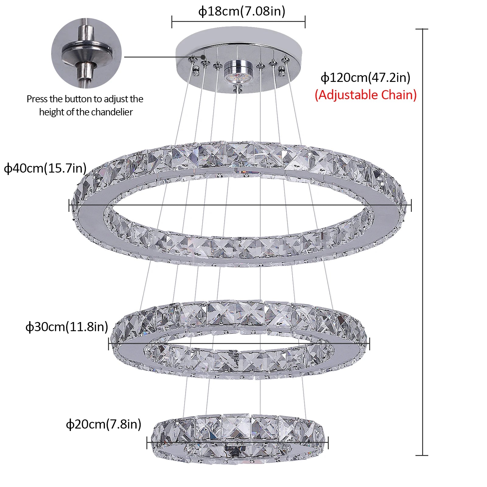 French luxury crystal chandeliers  Led ceiling lamp pendant