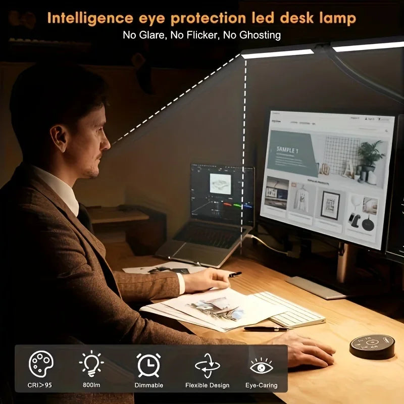24W  LED Architect Desk Lamp with Clamp, Eye-Care Light, 5 Color Modes & Stepless Dimming