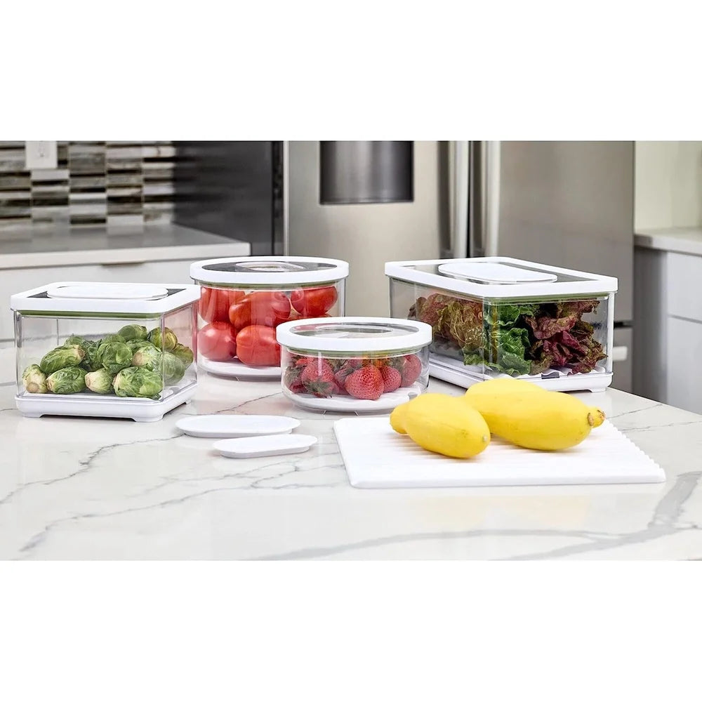 Plastic Produce Storage Bin Airtight Ventilated Container Stackable Dishwasher Safe