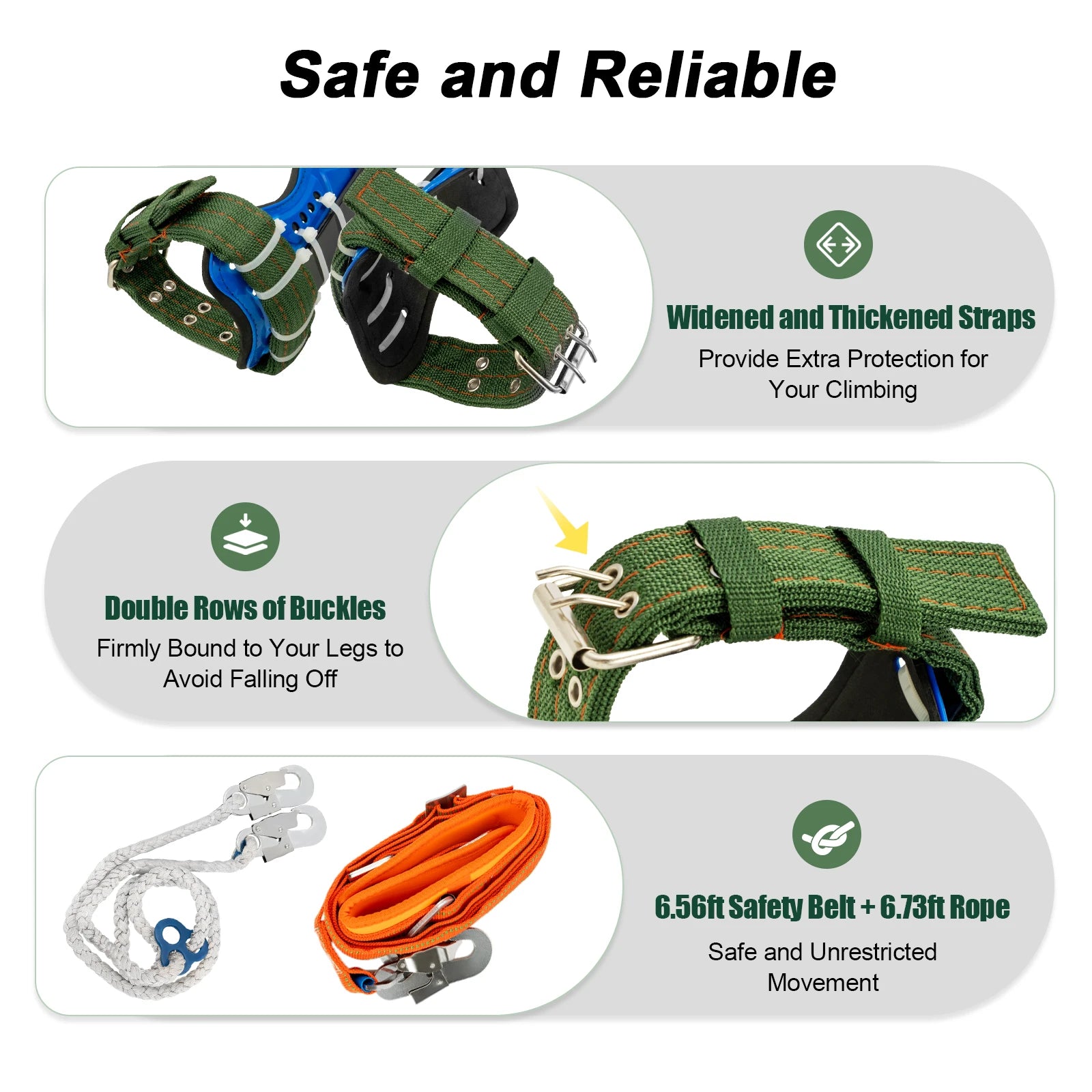 Tree Climbing Spikes Kit with Safety Belt Harness 220lbs Ergonomic Climbing Gear Arborist Aider Tool