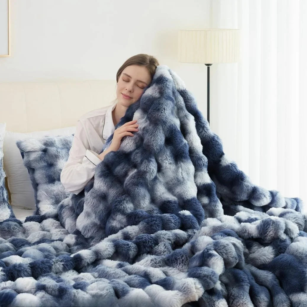 Faux Rabbit Fleece Blanket - Weighted 6 lbs- Bedspread