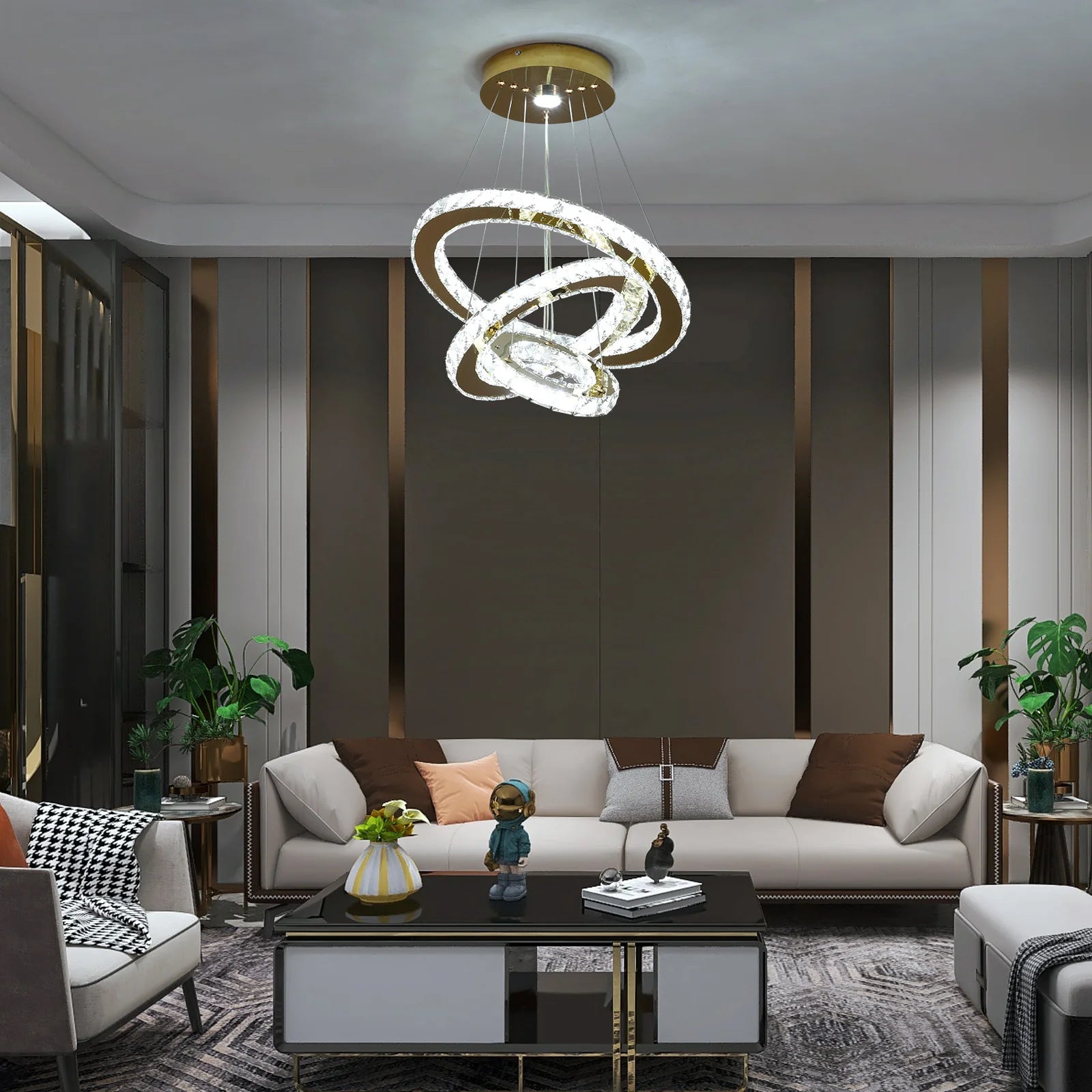 French luxury crystal chandeliers  Led ceiling lamp pendant