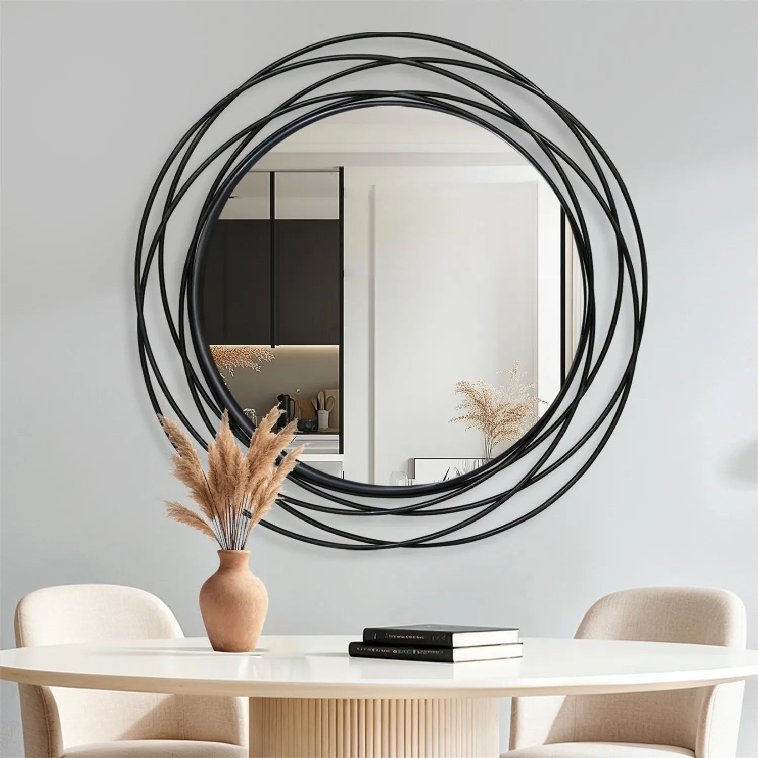 Wall Decor Vanity Mirror 80cm/31.5in  Round Large  with Metal Wire Frame