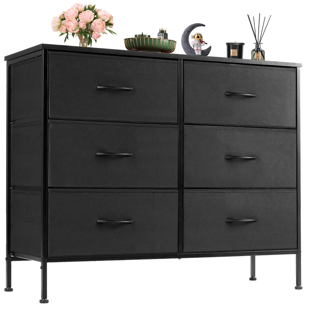 6 Fabric Drawers Nightstand  With Storage  Display Cabinet
