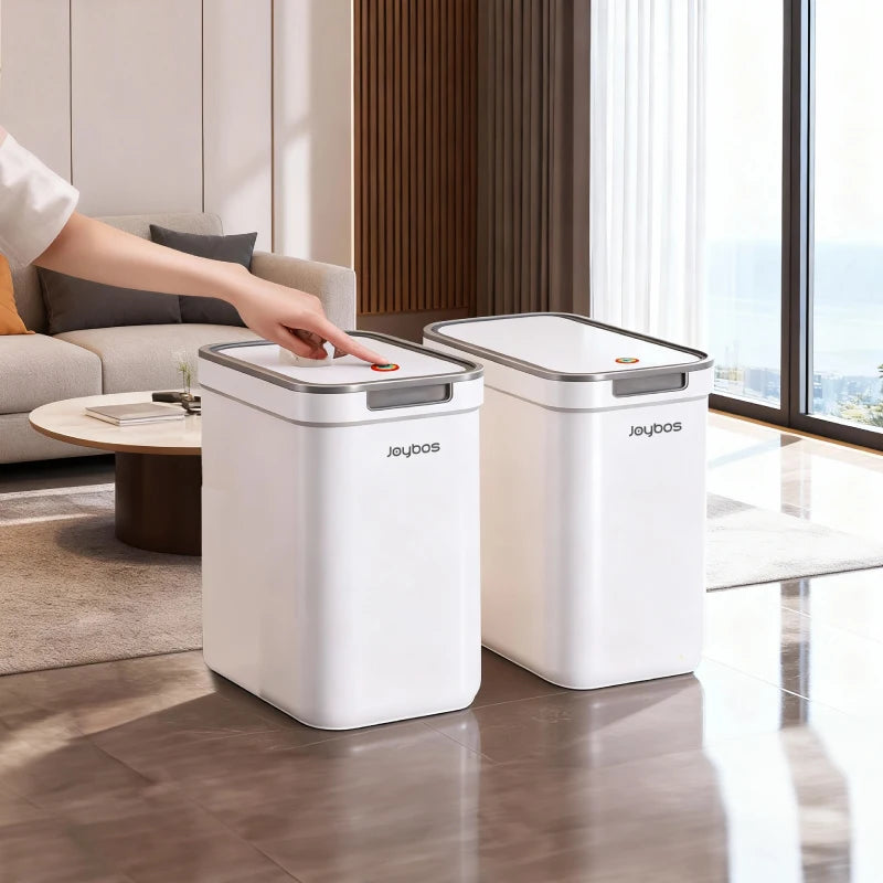 Dual-Use Wall Mounted or Floor Standing Slim  Trash Can with Lid, No-Drill,  Hanging Bin For Bathroom,  Kitchen or  Cabinet Door,