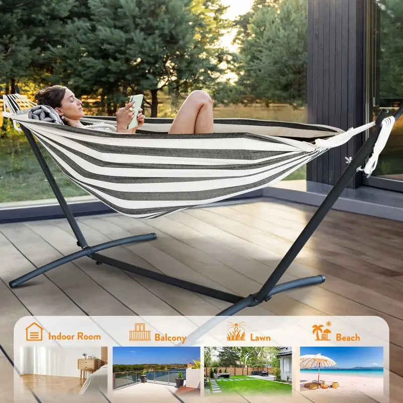 Gyroor portable   Hammock  bed with stand, 600lb Capacity ,with Storage Bag included