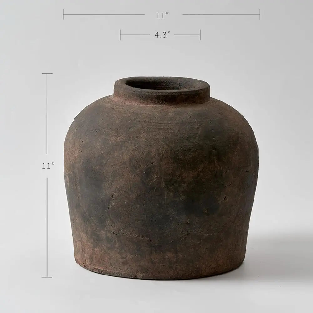 Eleventh-Inch  Brown Ceramic Vase