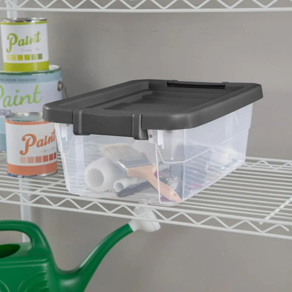 Sterilite 6-Pack 16 Quart Modular Stacker Clear Plastic Storage Bins Latching Lids