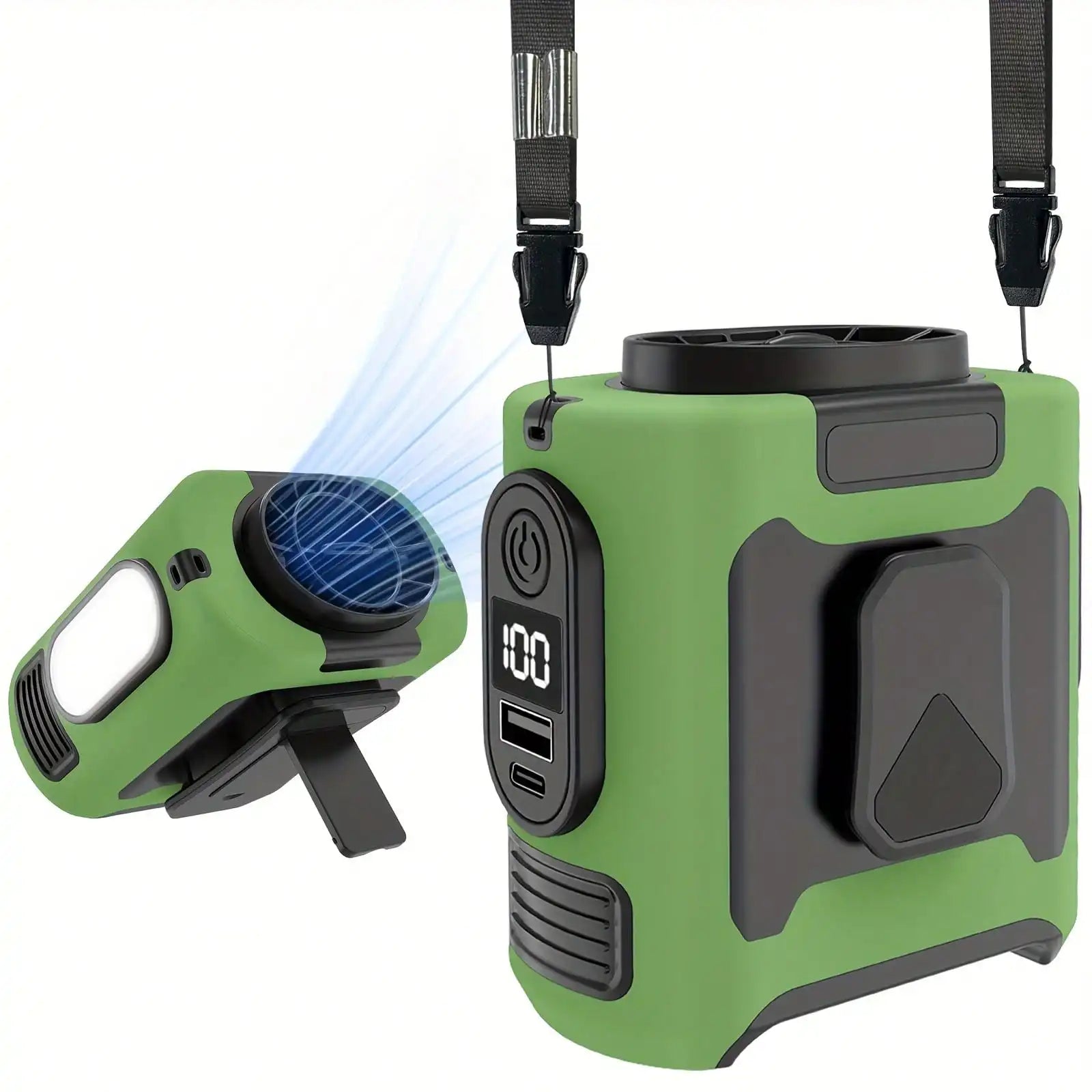 Flashlight, Portable Belt Clip , 40 Hours Cooling Personal Wearable , 5-Speed , Rechargeable Hands-Free Neck With Dual Clips