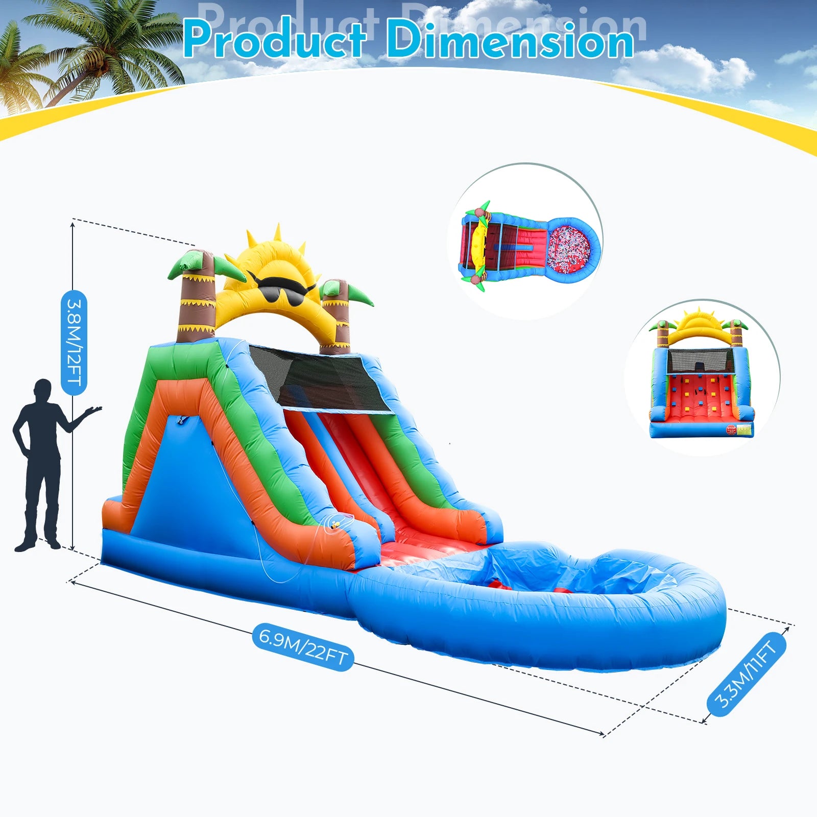 Inflatable water slide  Bounce House bubble pool & 950W Air Blower