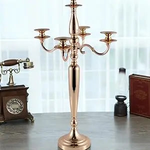 4Pcs 5 Arm Gold Candelabra  Metal Candlestick Holder(28 Inch Tall)