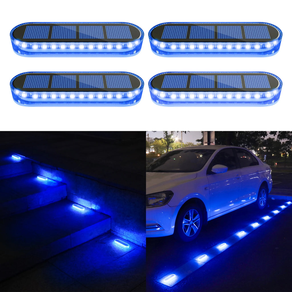 4-Pack Solar LED Deck Lights, Waterproof, Auto On/Off Blue 5 Year Lifespan