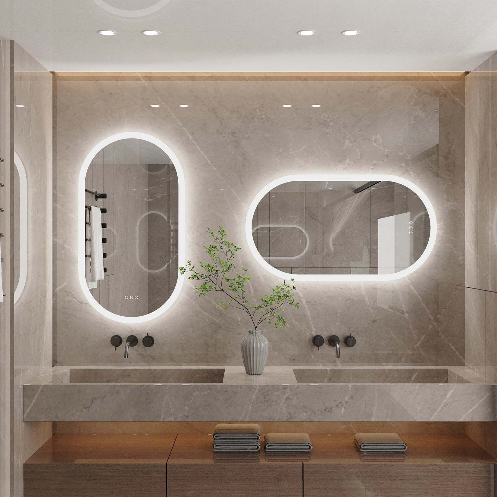 Led Bathroom Mirror  Oval  with Lights Backlit, Frameless Wall Mirror with Lights Anti-Fog