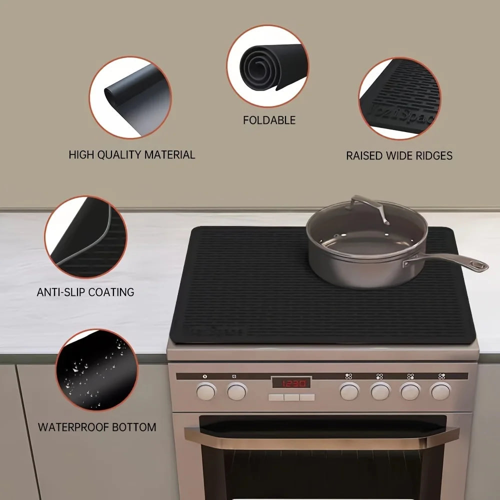 Silicone Stove Top Cover Mat, Heat Resistant Electric Glass Cooktop Protector,