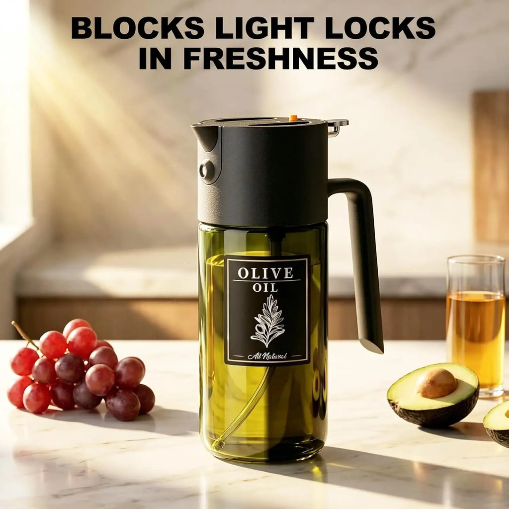 2-IN-1 Oil Sprayer,  Light-Blocking Glass ,  with Leak-Proof Portion Control