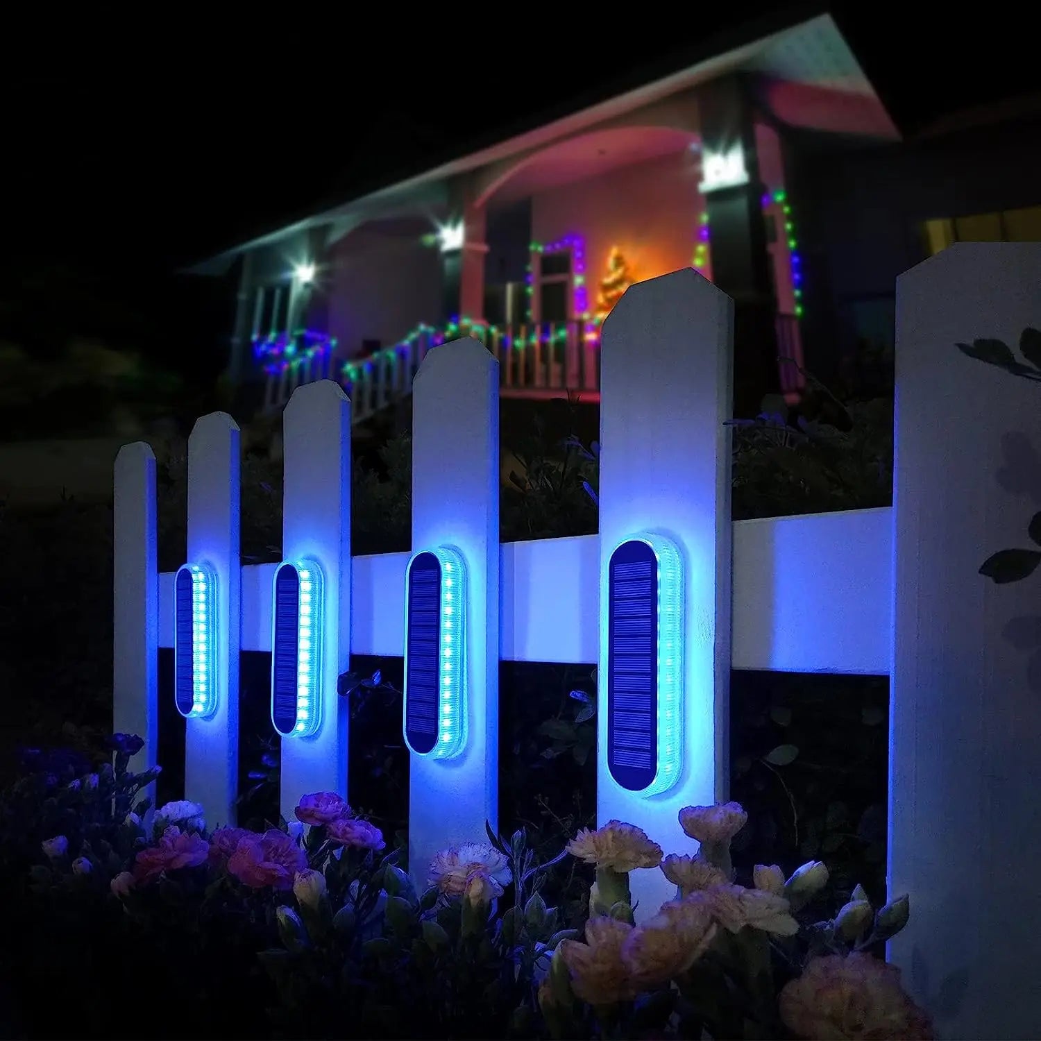 4-Pack Solar LED Deck Lights, Waterproof, Auto On/Off Blue 5 Year Lifespan