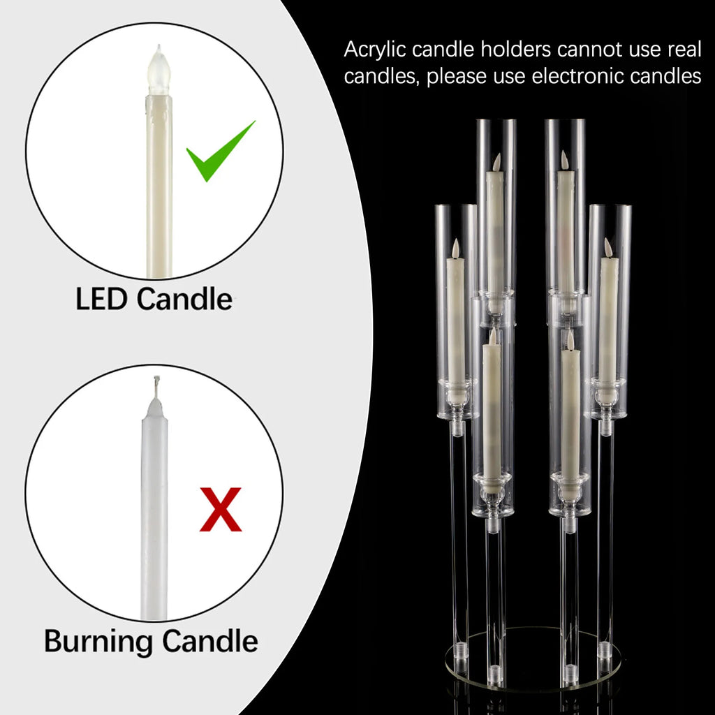 Candlestick Holder 6 Arm Candelabras Clear Taper Candle Holders