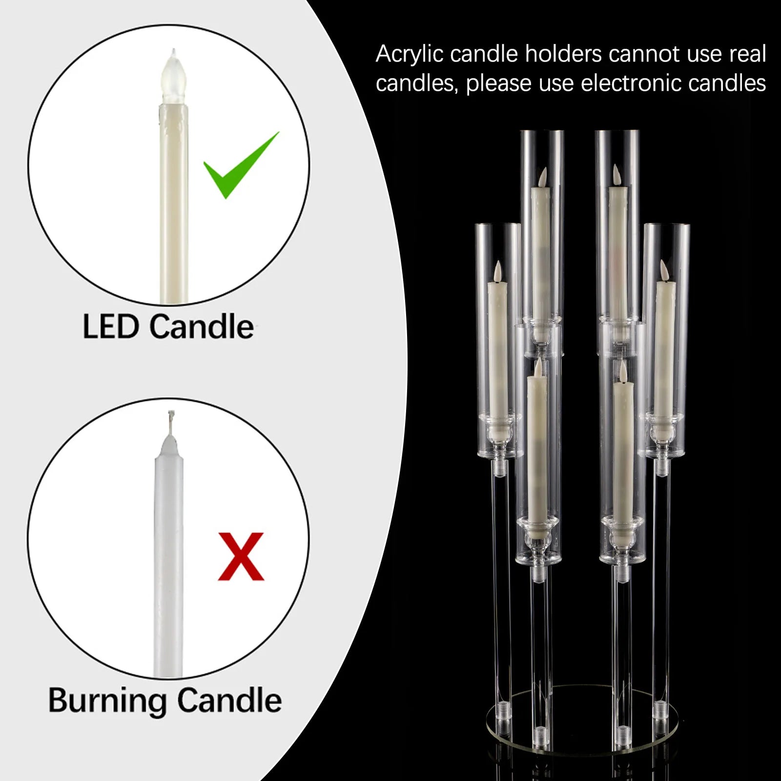 Candlestick Holder 6 Arm Candelabras Clear Taper Candle Holders
