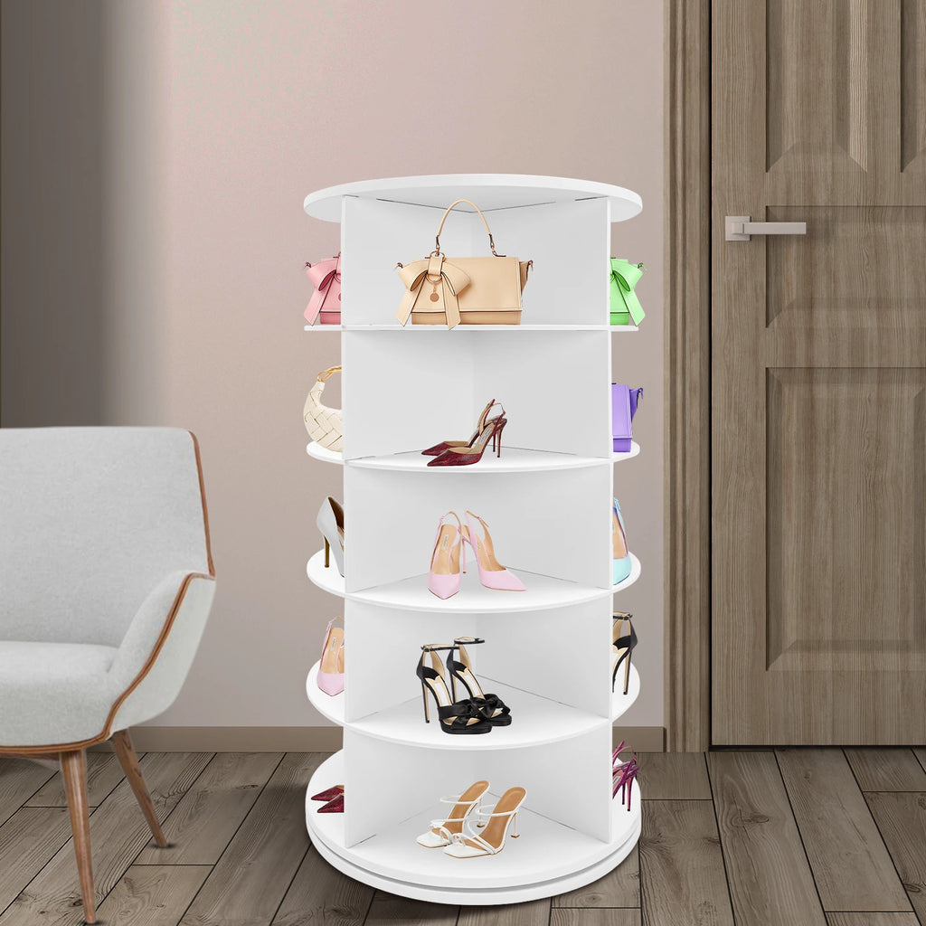  5 Tier 360 Rotating Shoe Rack Tower Holds 20 pairs of Shoes for Bedroom, Entryway, & Closets