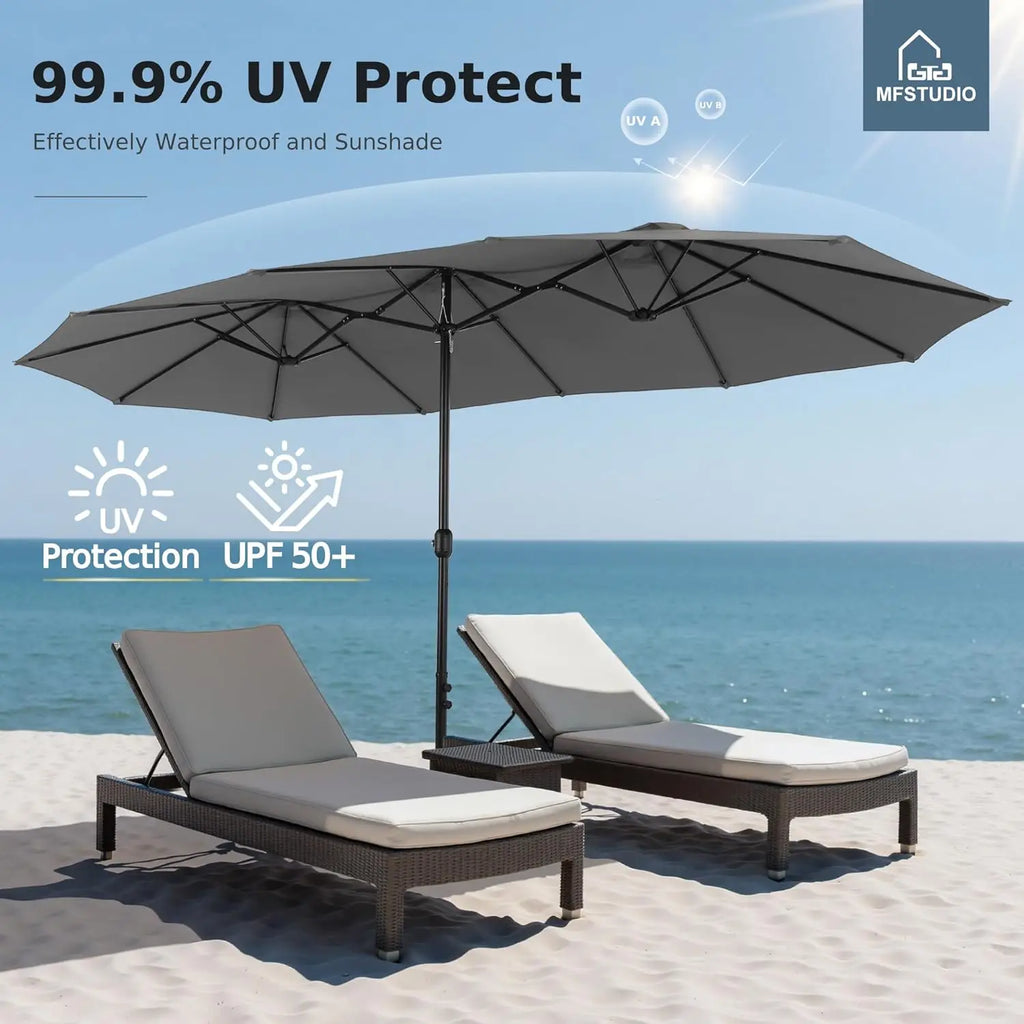 15ft Double Sided Patio Umbrella with Base Included,