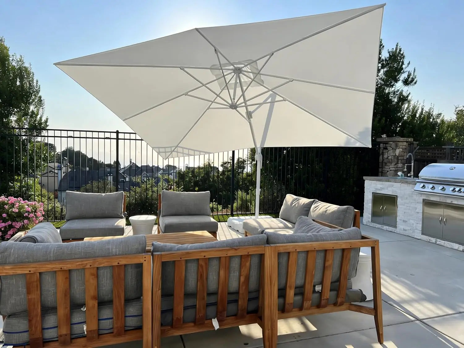 10' × 13' Patio Umbrella With Base Square  Offset Windproof with 360°,