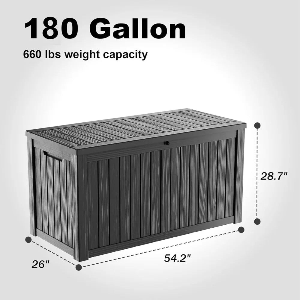 180 Gallon Waterproof Outdoor Storage Box, Lockable , UV-Resistant