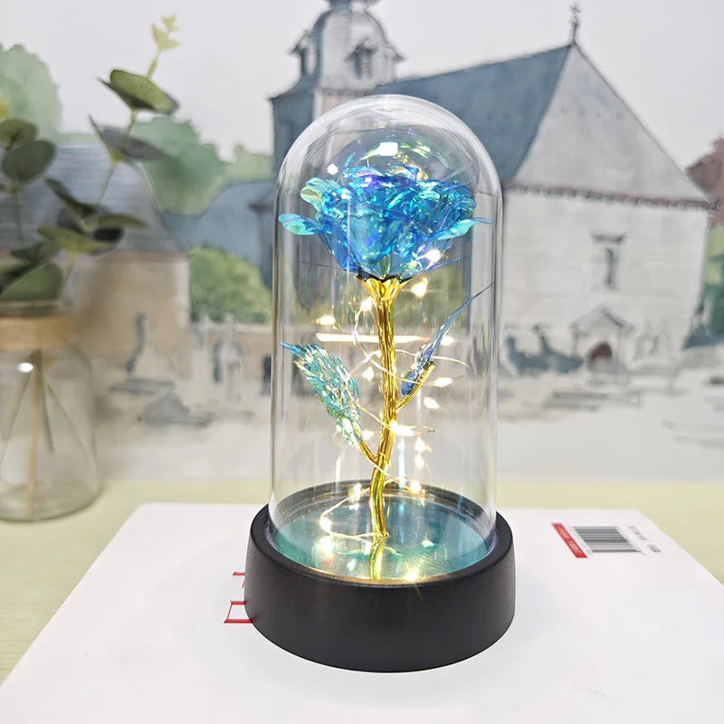 Artificial Glass Flower with Eternal Rose of the LED Light