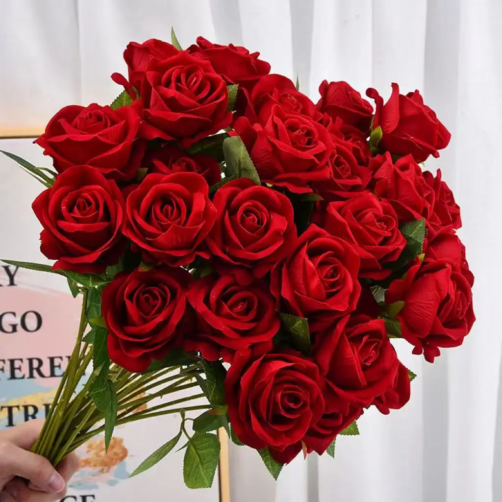 1/5/10/20pcs Artificial  Realistic Fake Rose Flowers