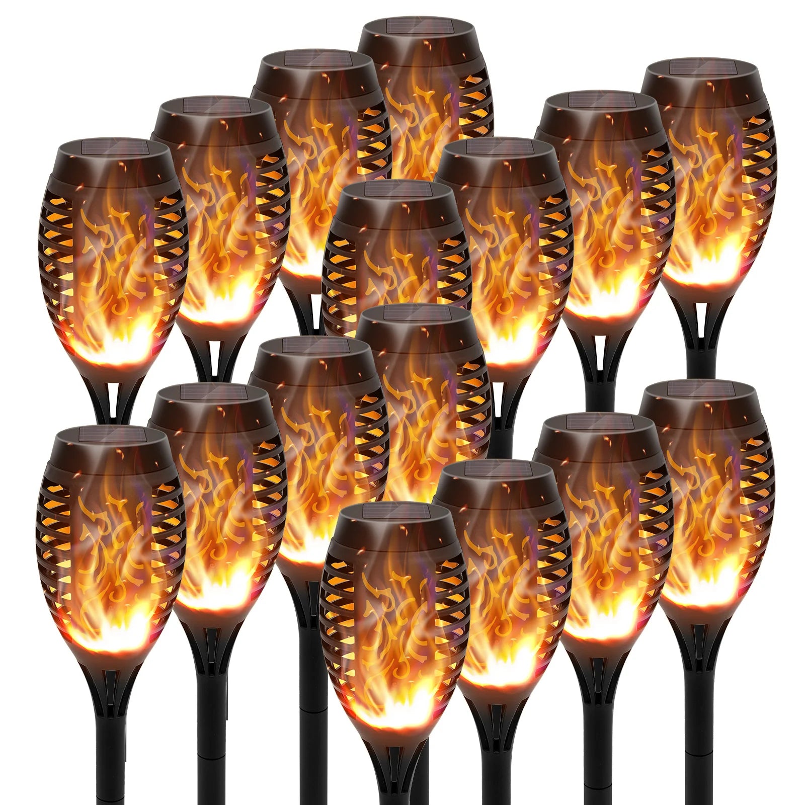 4/6/8/12Pcs Solar LED Flame Torch Light Flickering  Powered For Lawn, Path, Yard & Patio