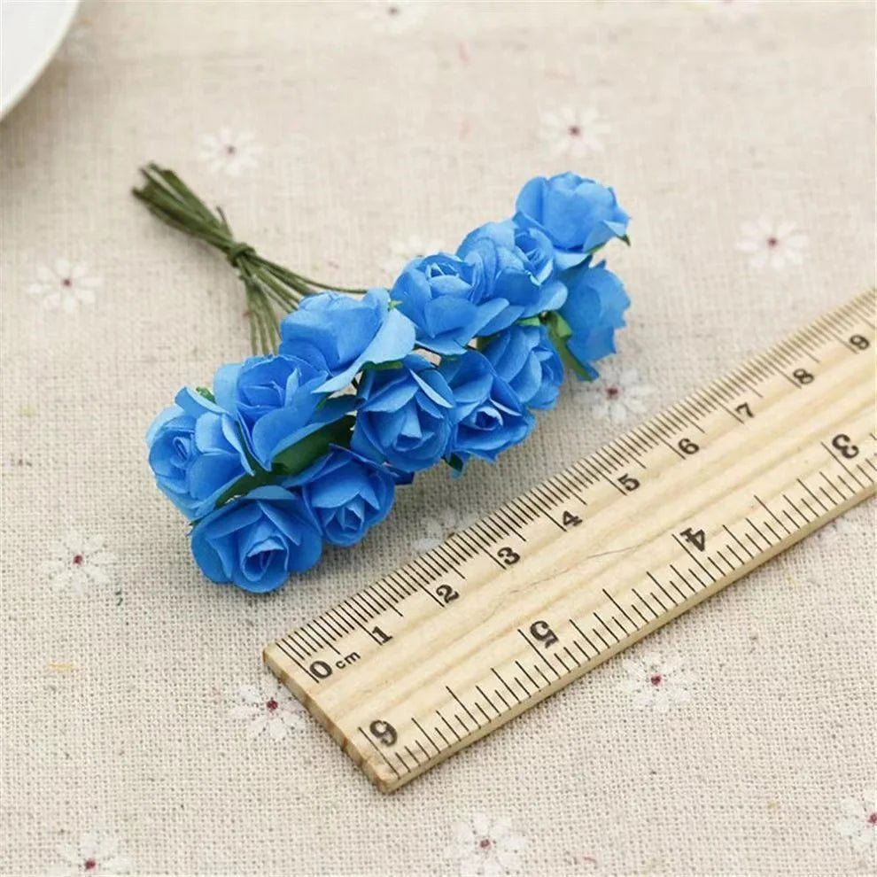 144PCS 1.5 cm Artificial Mini Paper Rose Flower Bouquet