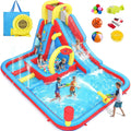Inflatable Water Slide s, 16 in1 Backyard  with Deep Splash Pool, Unique Triple Sprinkler