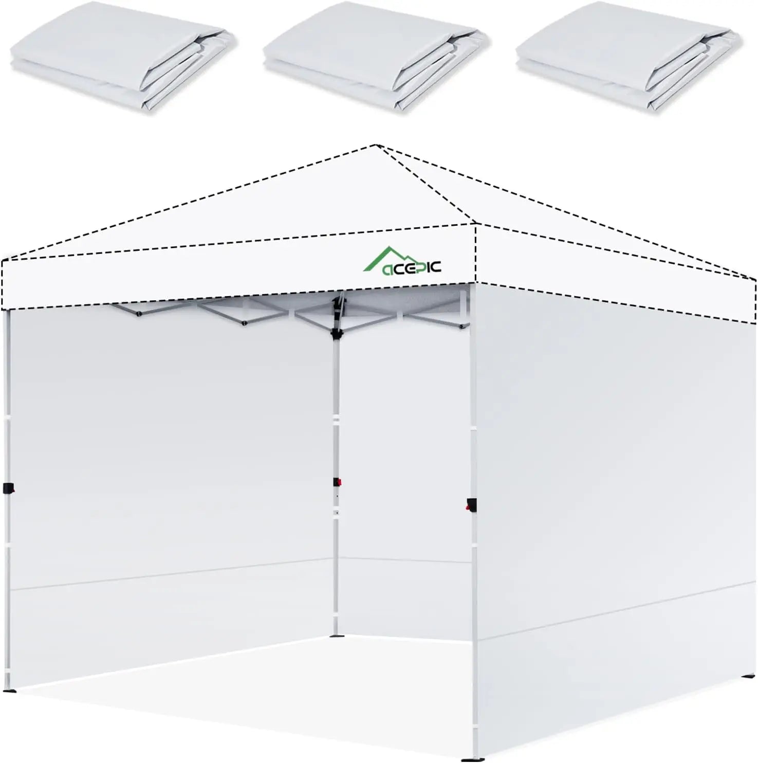 Waterproof UV Protection Sidewalls for 10x10 Pop Up Canopy Frame,  (White, 3 PCS)