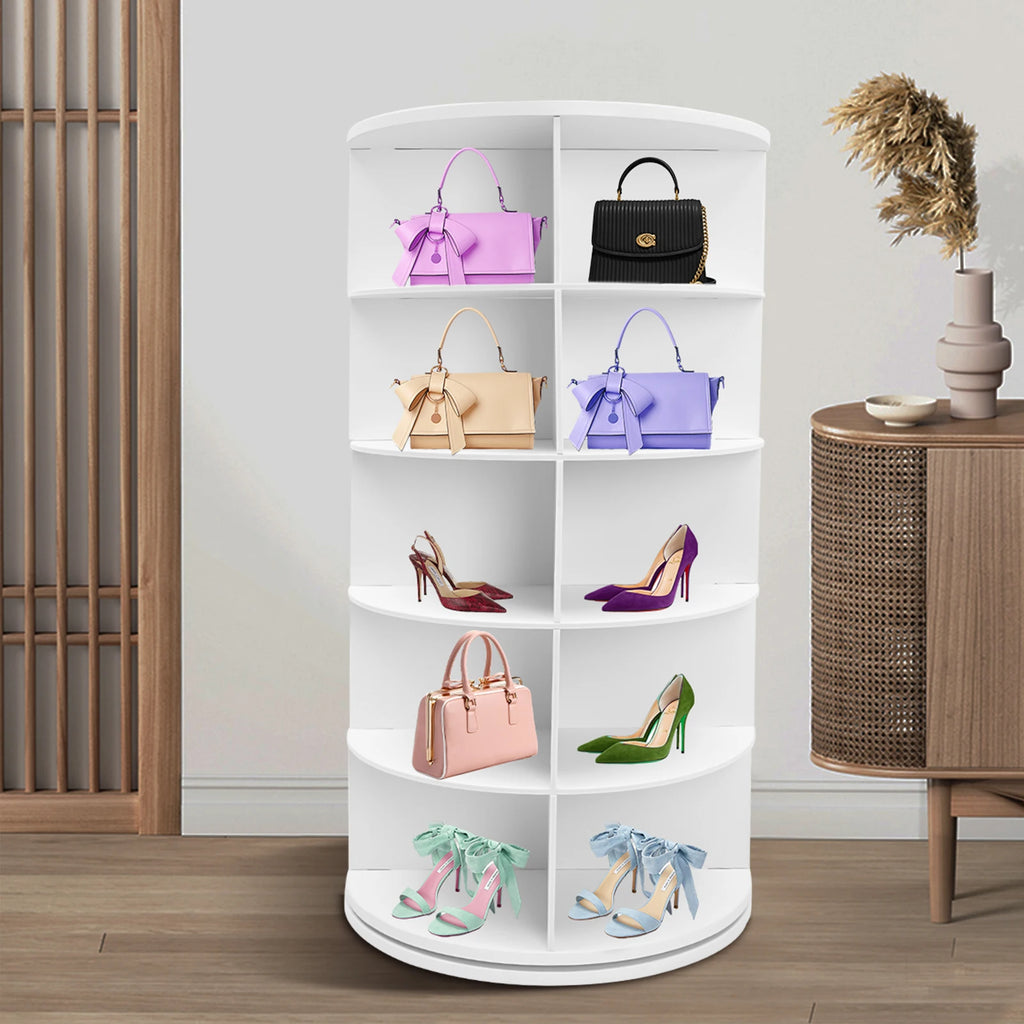  5 Tier 360 Rotating Shoe Rack Tower Holds 20 pairs of Shoes for Bedroom, Entryway, & Closets