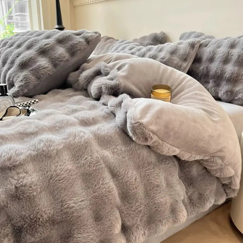 Faux Rabbit Fleece Blanket - Weighted 6 lbs- Bedspread
