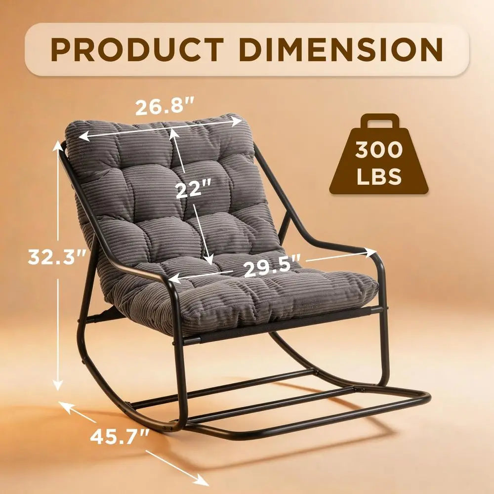 Outdoor Papasan Rocker Chair, Waterproof Comfy lounge Cushion chair, 300lbs
