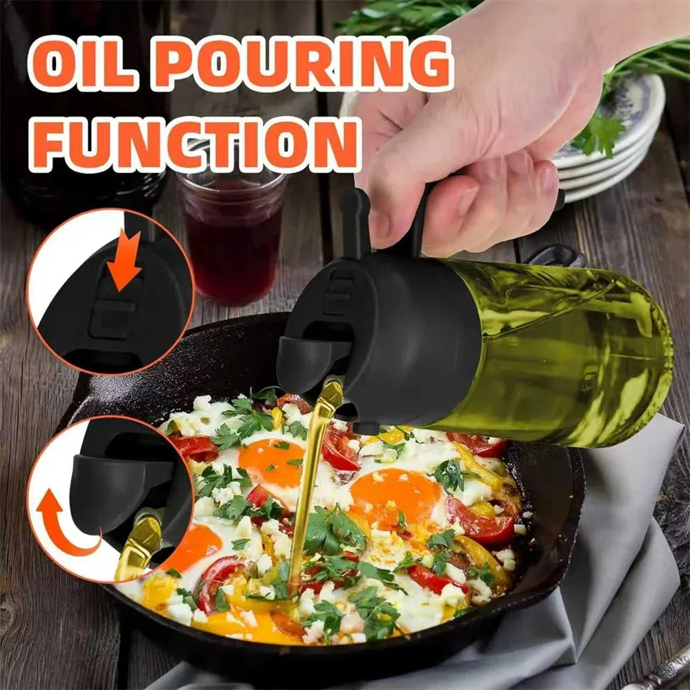2 in 1 Glass olive Oil cooking Spray Dispenser Bottle W/ Stickers
