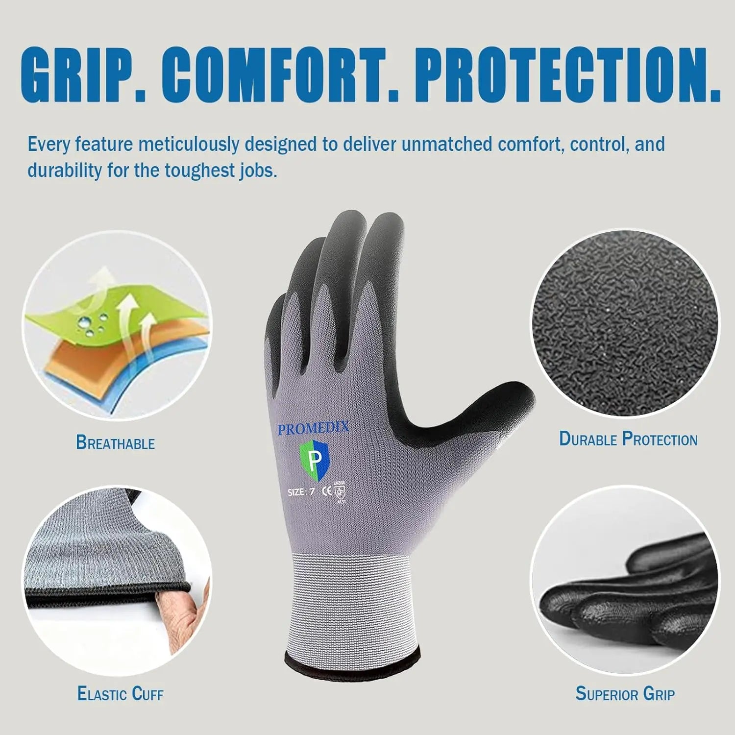 Nitrile Coated Gloves, Micro Foam  for Men, Seamless Knit with Grip
